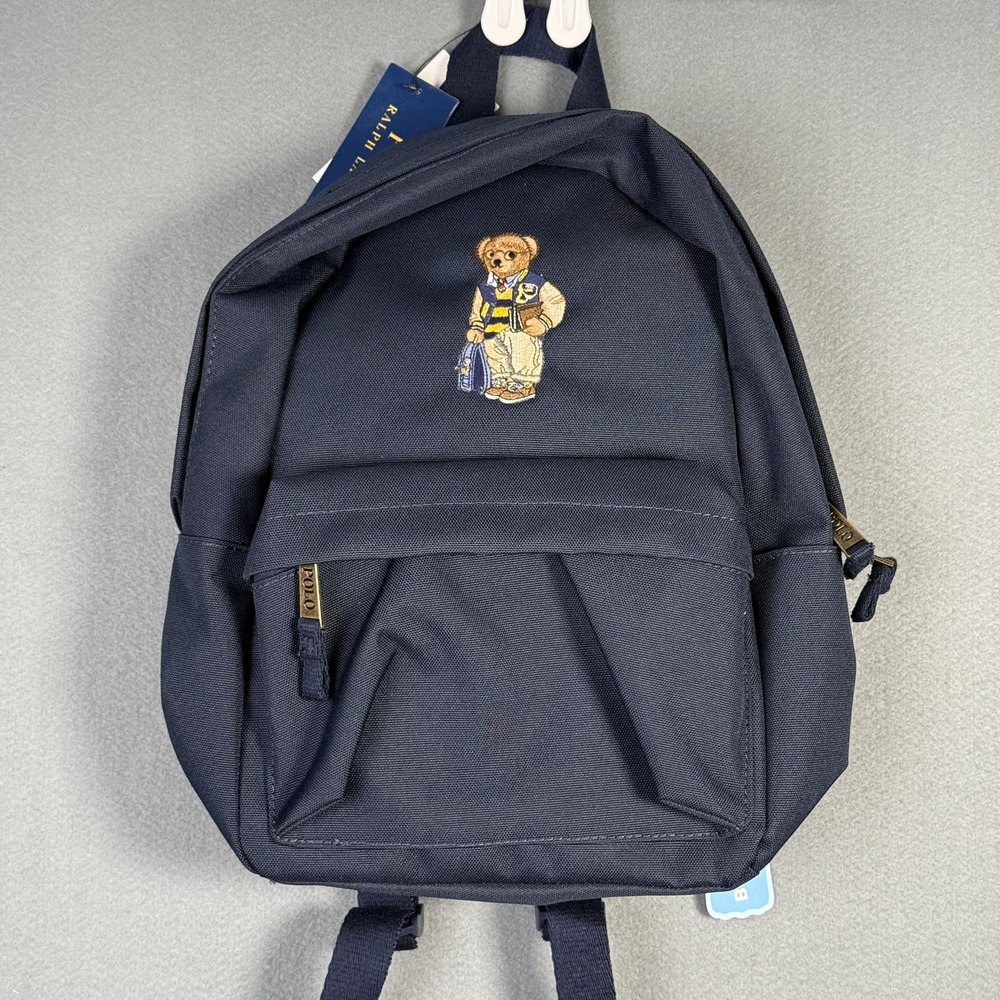 Polo Ralph Lauren Polo Bear Embroidered Backpack Navy Blue NWT Small